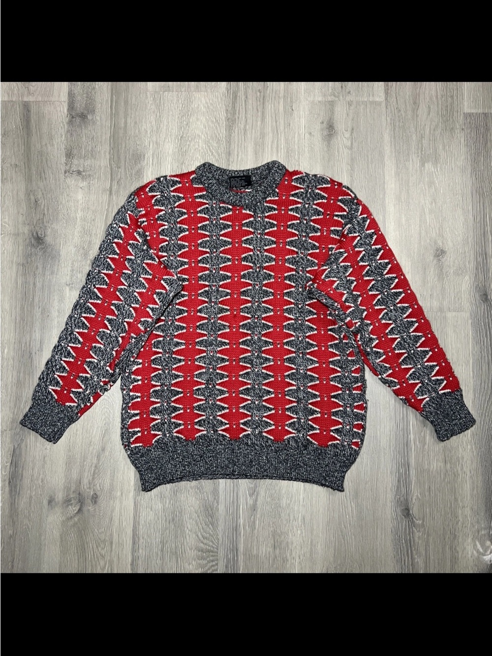Men's Crewneck Sweater in Red and Gray